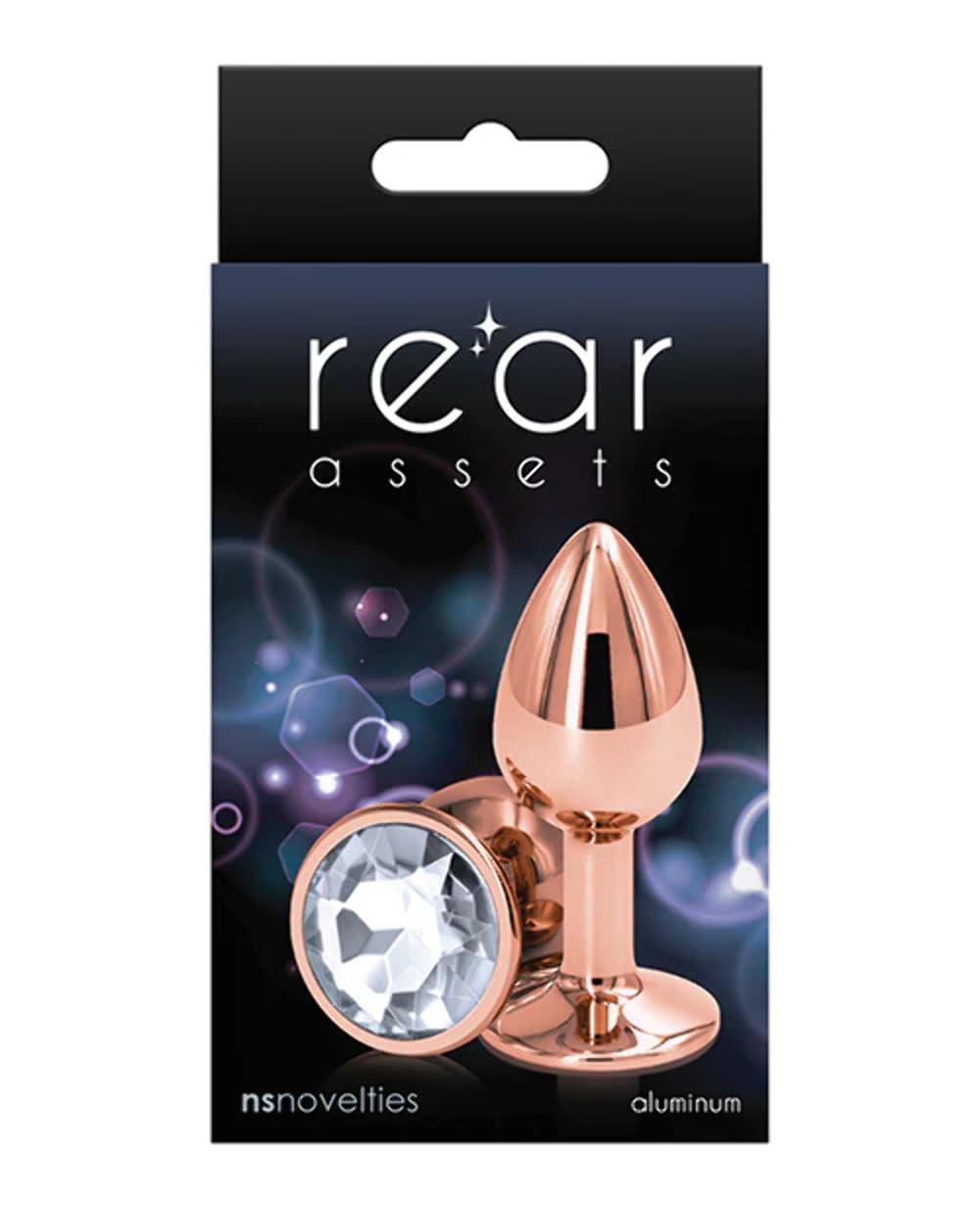 Rear Assets Anal Butt Plug - Rose Gold- Small - (Clear Jewel)