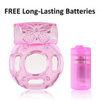 2 Pcs Vibrating Clitoral Stimulator Cock Ring, Silicone Penis Ring with Vibrator Ejaculation Delay Erection Enhance Adult Erotic