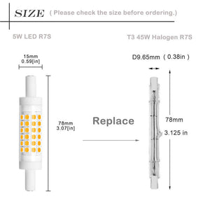 Bonlux Dimmable R7S Led Bulb 78Mm (3'') - 5W T3 Double Ended J Type J78 Led Flood Light Daylight 6000K, 45W Halogen Replacement