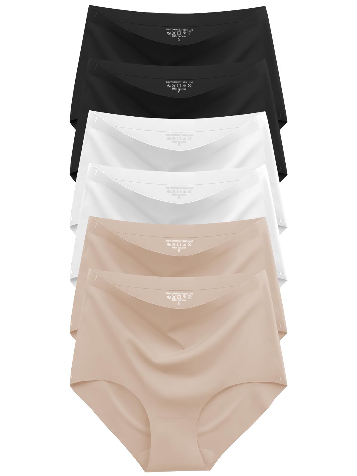 Womens Underwear Seamless High Waisted Briefs Silky Stretch No Show Breathable Full Coverage Ladies Panties 6 Pack (US, Alpha, X