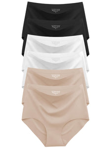 Womens Underwear Seamless High Waisted Briefs Silky Stretch No Show Breathable Full Coverage Ladies Panties 6 Pack (US, Alpha, X