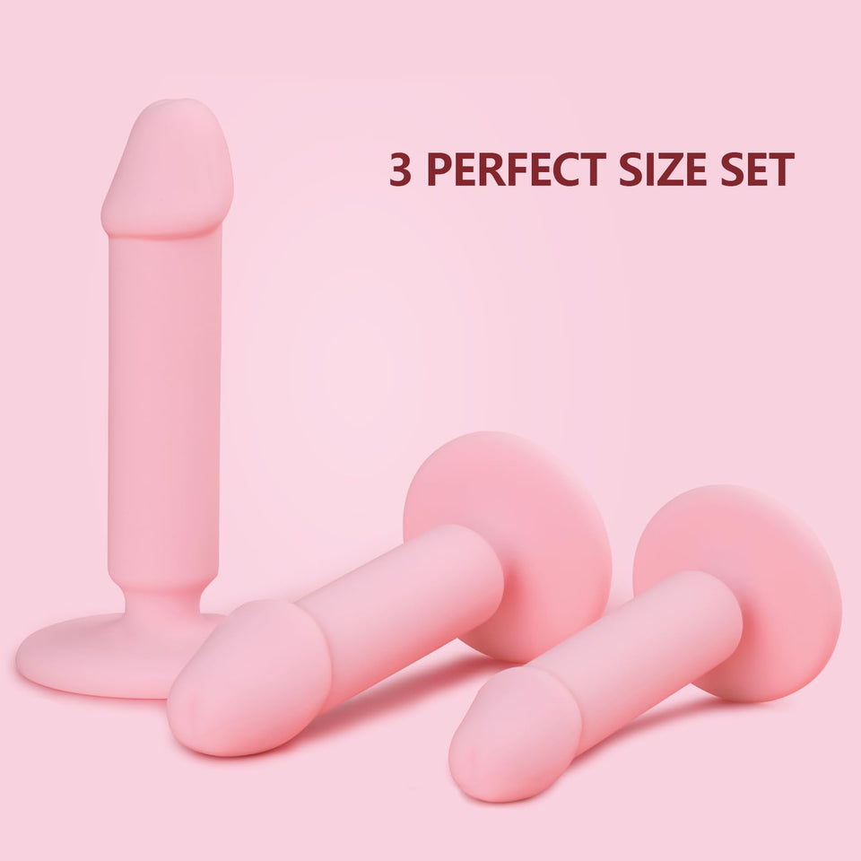 Dildos Anal Plugs Training Kit, 3PCS Small Butt Plugs Lifelike Anal Dildos with Suction Cup Pink Dildo, Anal Toys Suitable for B