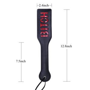 VENESUN Bitch Spanking Paddle for Adults, 12.8inch Faux Leather BDSM Paddle for Sex Play, Black
