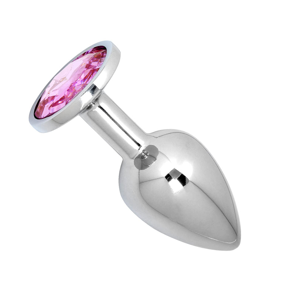 Hmxpls Pink Jeweled Beginners Butt Plug Sex Love Games Personal Massager for Women Men Couples Lover Stainless Steel Anal Plug S