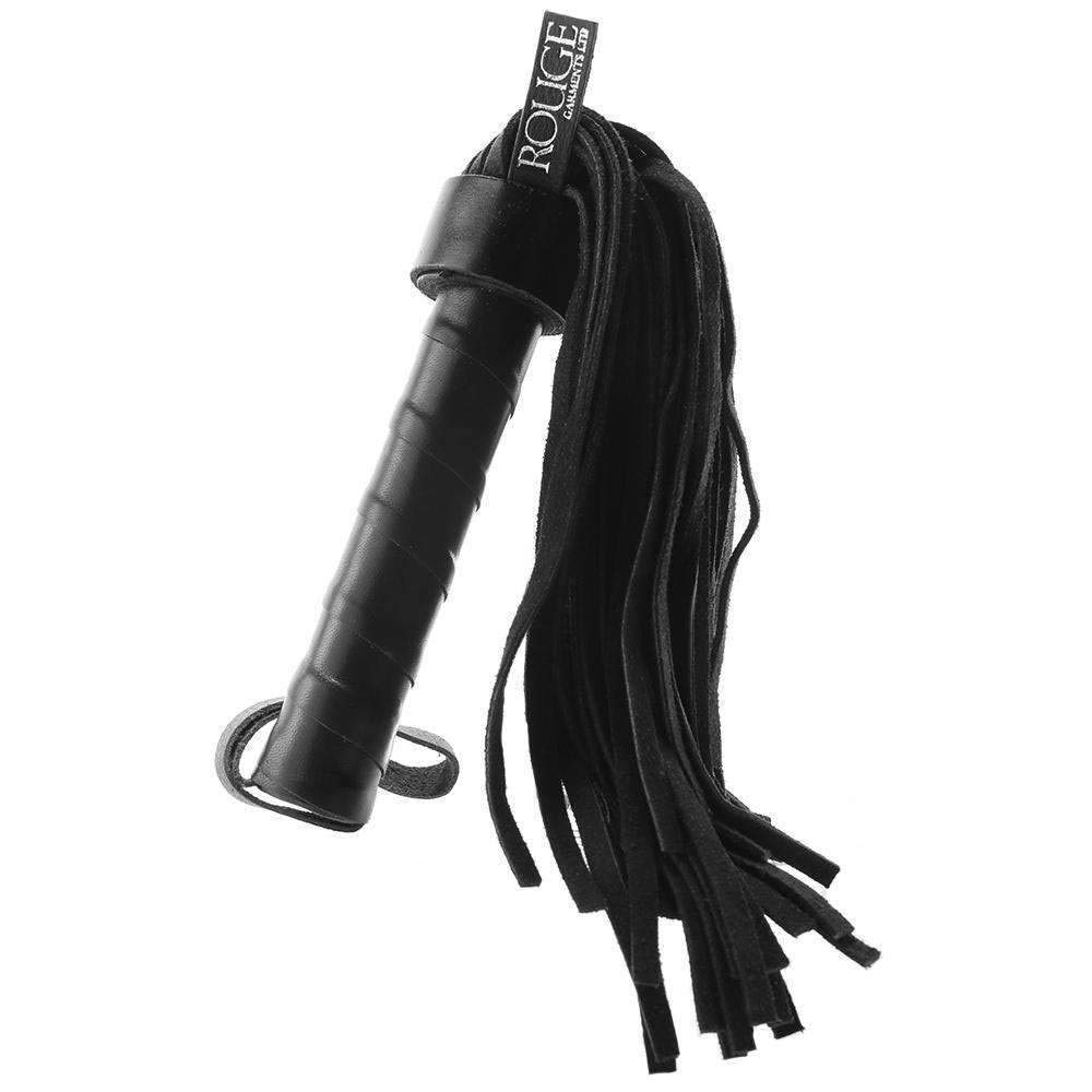 Rouge Leather Handle Short Short Suede Flogger - Black