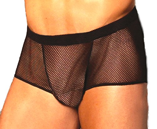 Elegant Moments Mens Fishnet Boxer Shorts - L - Black