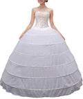 Women Crinoline Petticoat A-line 6 Hoop Skirt Slips Long Underskirt for Wedding Bridal Dress Ball Gown White
