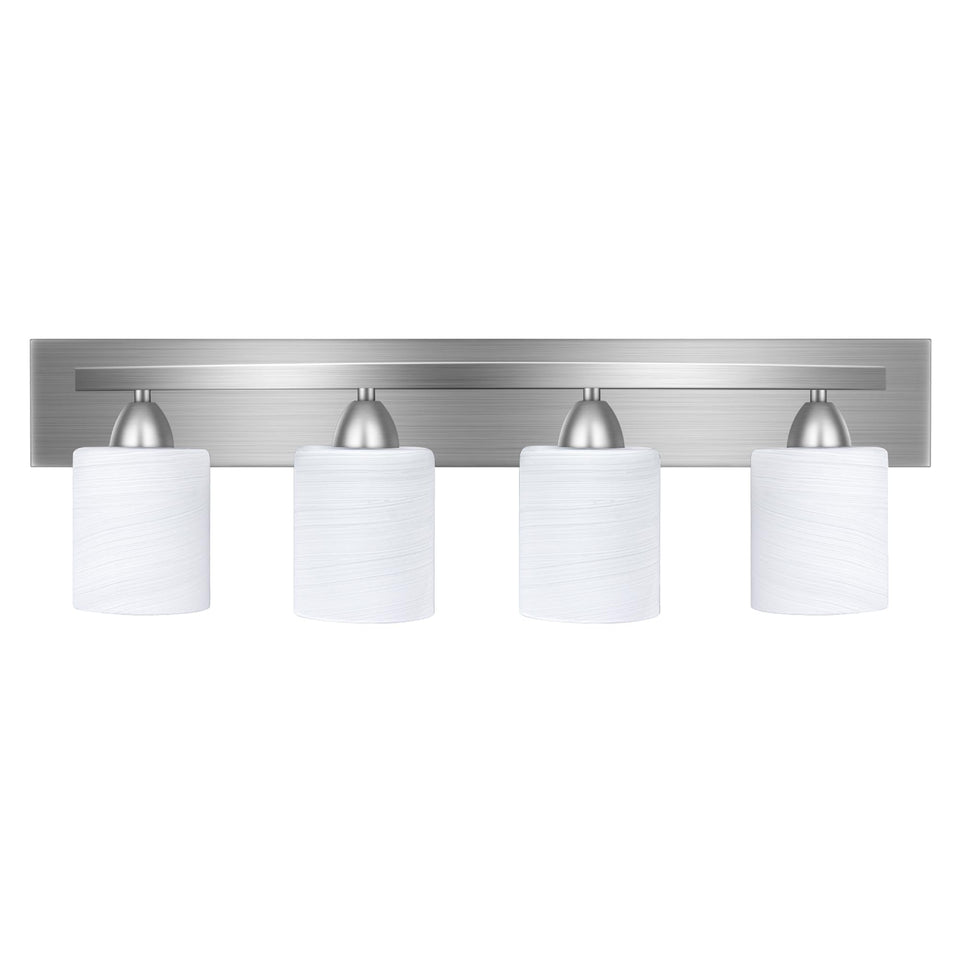 Bathroom Vanity Light Fixture, 4-Light Modern Bathroom Lights With Glass Shade, Brushed Nickel Bath Lighting Fixtures Over Mirro