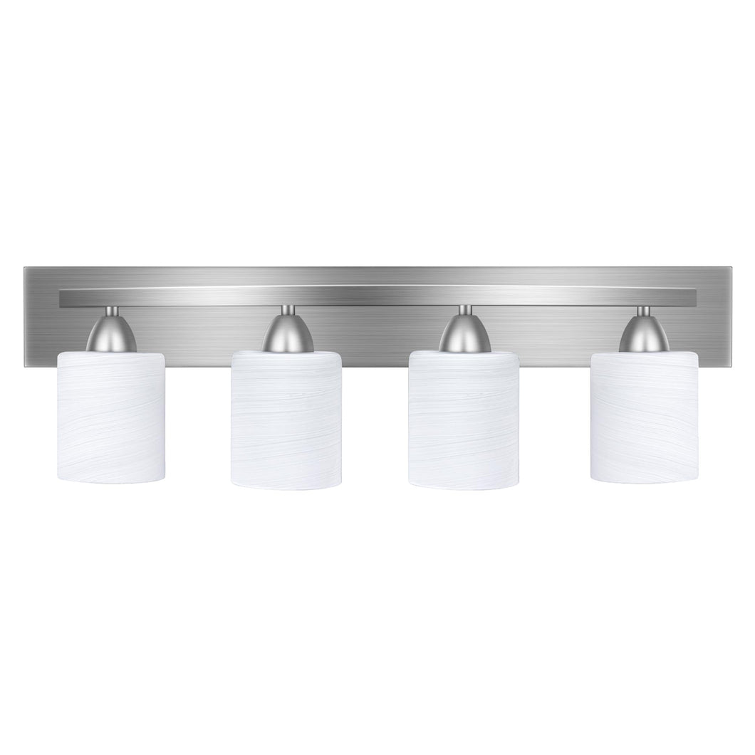 Bathroom Vanity Light Fixture, 4-Light Modern Bathroom Lights With Glass Shade, Brushed Nickel Bath Lighting Fixtures Over Mirro