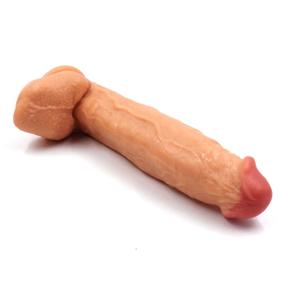 12 Inch Realistic Dildo, Body-Safe Material Lifelike Huge Penis With Strong Suction Cup For Hands-Free Play, Flexible Cock Adult Sex Toys For Women (Flesh)