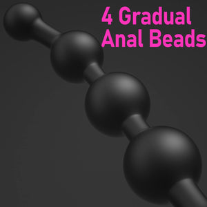 Anal Beads Butt Plug Prostate Massager with Narrow Flared Base and Graduated Beads for Comfortable Long Term Wear Sex Toy for Me