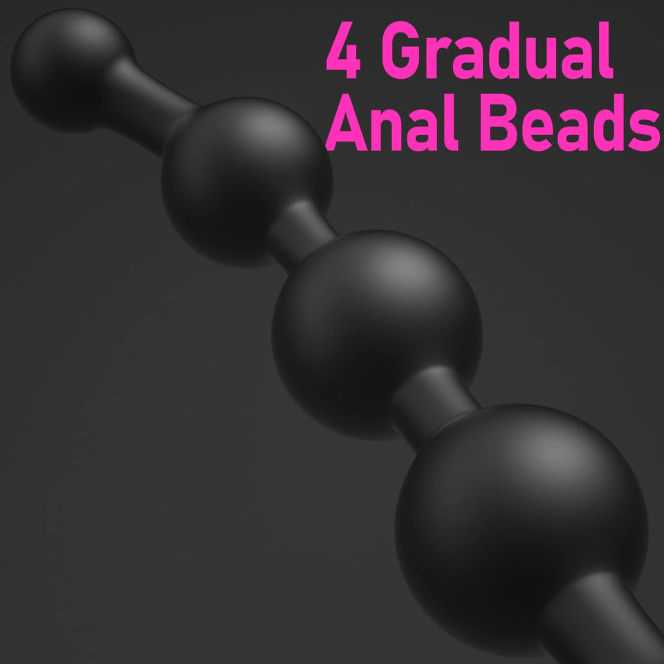 Anal Beads Butt Plug Prostate Massager with Narrow Flared Base and Graduated Beads for Comfortable Long Term Wear Sex Toy for Me