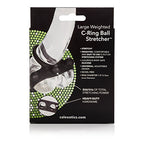 Calexotics Large Weighted C-Ring Ball Stretcher Silicone Fully Adjustable 3 Snap Design Erection Enhancer, Black,43057