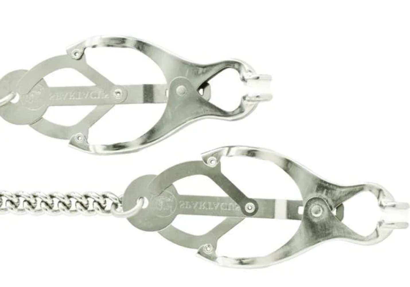 Spartacus Endurance Butterfly Nipple Clamps With Link Chain, Silver