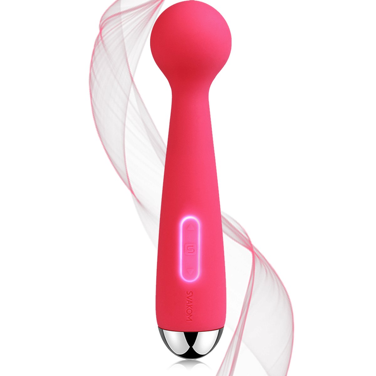 SVAKOM Mini Emma 100% Waterproof Powerful Electric Wand Massager Rechargeable Vibrator for Women(Plum Red)