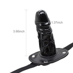 Lockable Dildo Mouth Gag SM Realistic Black Silicon Penis Gag Adjustable Leather Strap On with Lock Fantasy Sex Toys for Couple