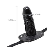 Lockable Dildo Mouth Gag SM Realistic Black Silicon Penis Gag Adjustable Leather Strap On with Lock Fantasy Sex Toys for Couple