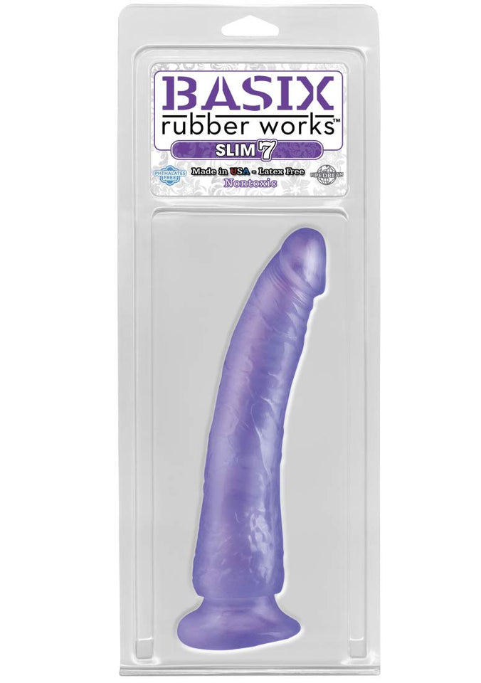 Basix 7In. Slim Dong W/Suction Cup Purp
