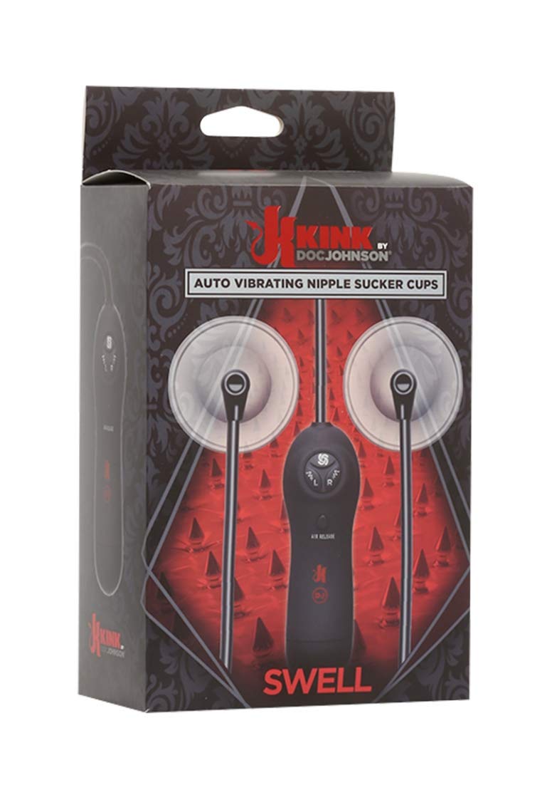 Doc Johnson Kink  Swell  Auto Vibrating Nipple Sucker Cups  Blackclear