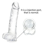 Realistic Dildo Stimulator- 8.2 '' Big Dildos with Suction Cup Adult Sex Toy for Women/Men/Gay, Flexible Clear with Curved Shaft