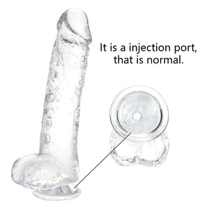 Realistic Dildo Stimulator- 8.2 '' Big Dildos with Suction Cup Adult Sex Toy for Women/Men/Gay, Flexible Clear with Curved Shaft