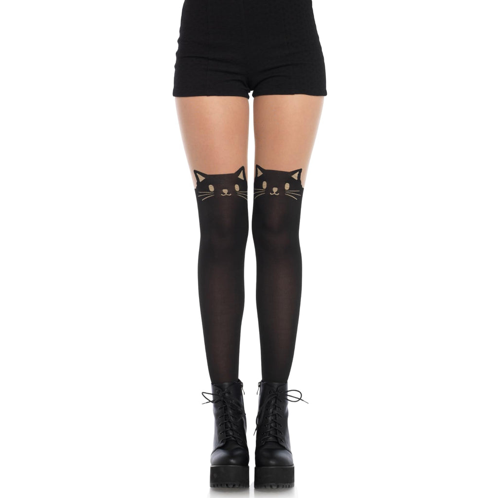 Black Cat Spandex Opaque Panty