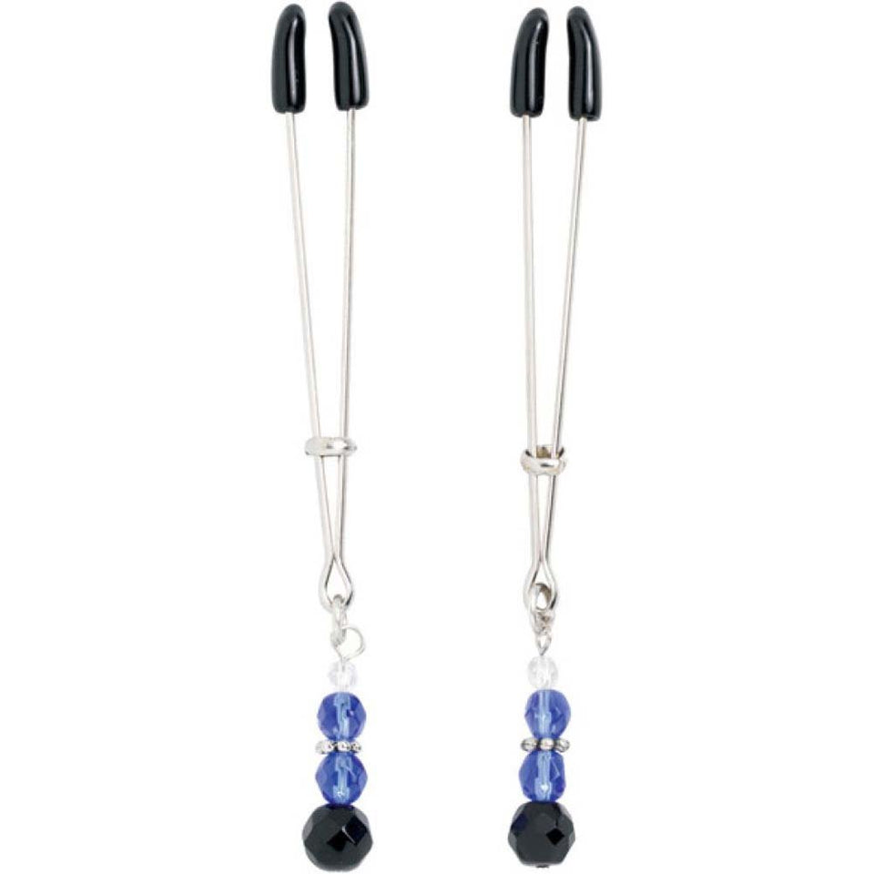 Spartacus Beaded Nipple Clamps with Tweezer Tip, Blue