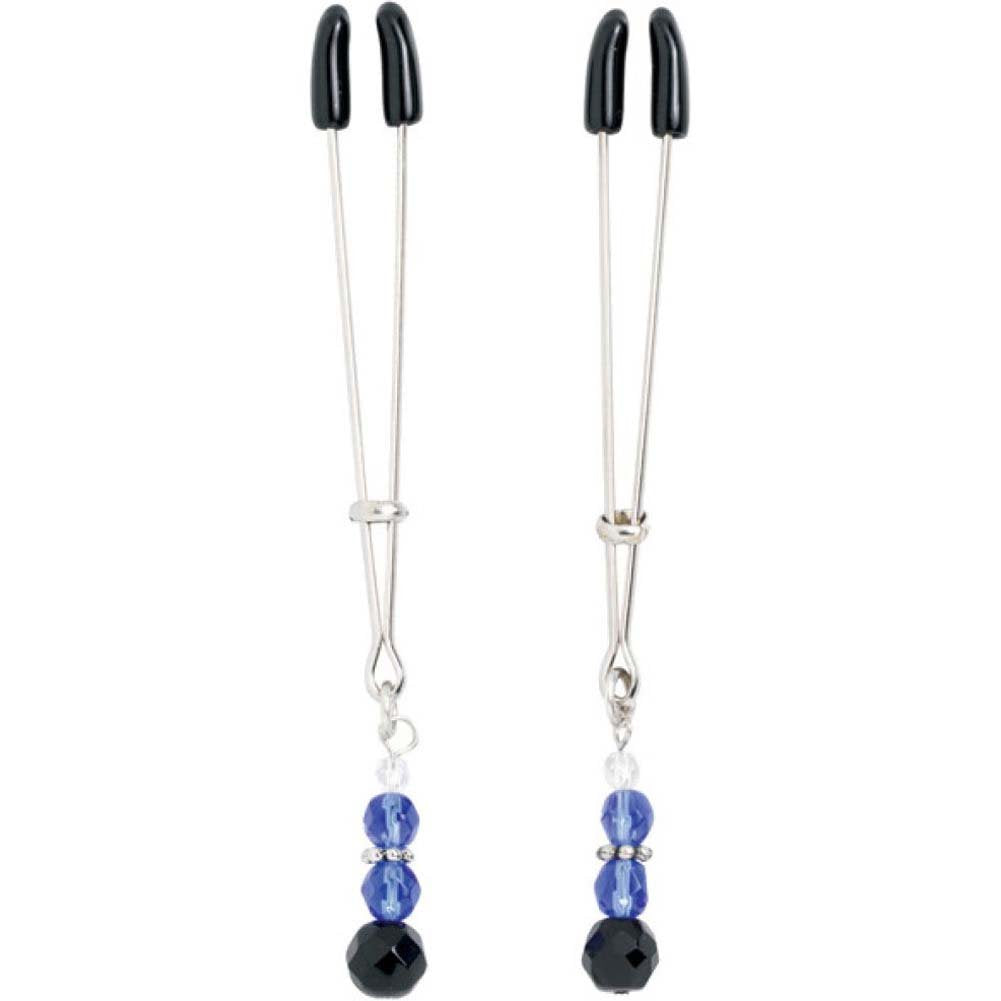 Spartacus Beaded Nipple Clamps with Tweezer Tip, Blue