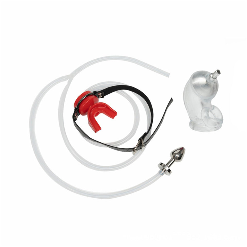 Metal Hollow Anal Plug Enema Soft Chastity Cage Chastity Lock Adjustable Mouth Plug Sm Set Adult Sex Toy