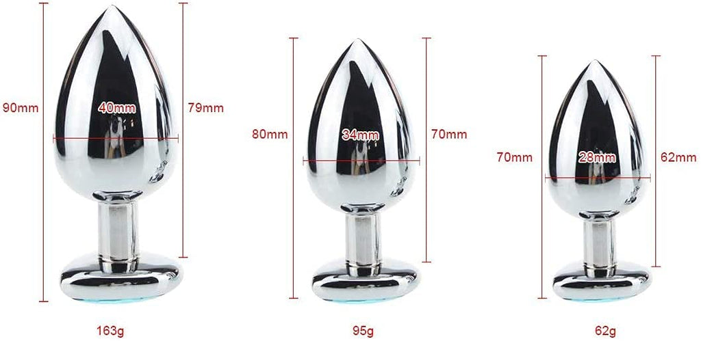 3Pcs Set Luxury Metal Butt Toys Heart Shaped Anal Trainer Jewel Butt Plug Kit S&M Adult Gay Anal Plugs Woman Men Sex Gifts Thing