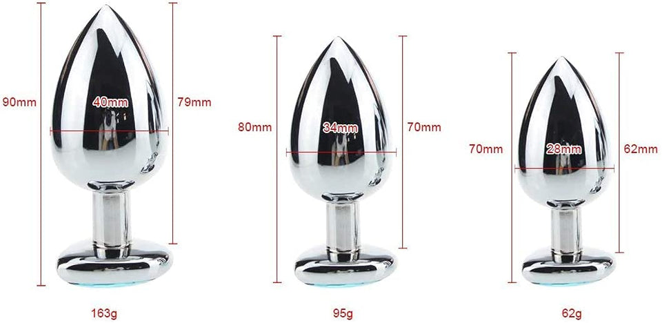 3Pcs Set Luxury Metal Butt Toys Heart Shaped Anal Trainer Jewel Butt Plug Kit S&M Adult Gay Anal Plugs Woman Men Sex Gifts Thing