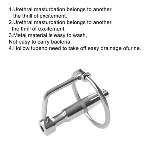 Hollow Stainless Urethral Sounds Penis Plug Urethral Dilator Male Penis Plug with Cock Ring Sex Toy for Men (1.77 inch)