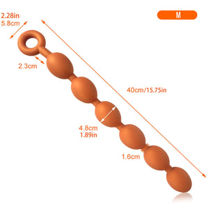 SUILEE 15.75 Inch Eggs Shape Pull Beads Prostate Massage Liquid Silicone Toy, Extra Long Anal Plug Adult Sex Toys for Women and