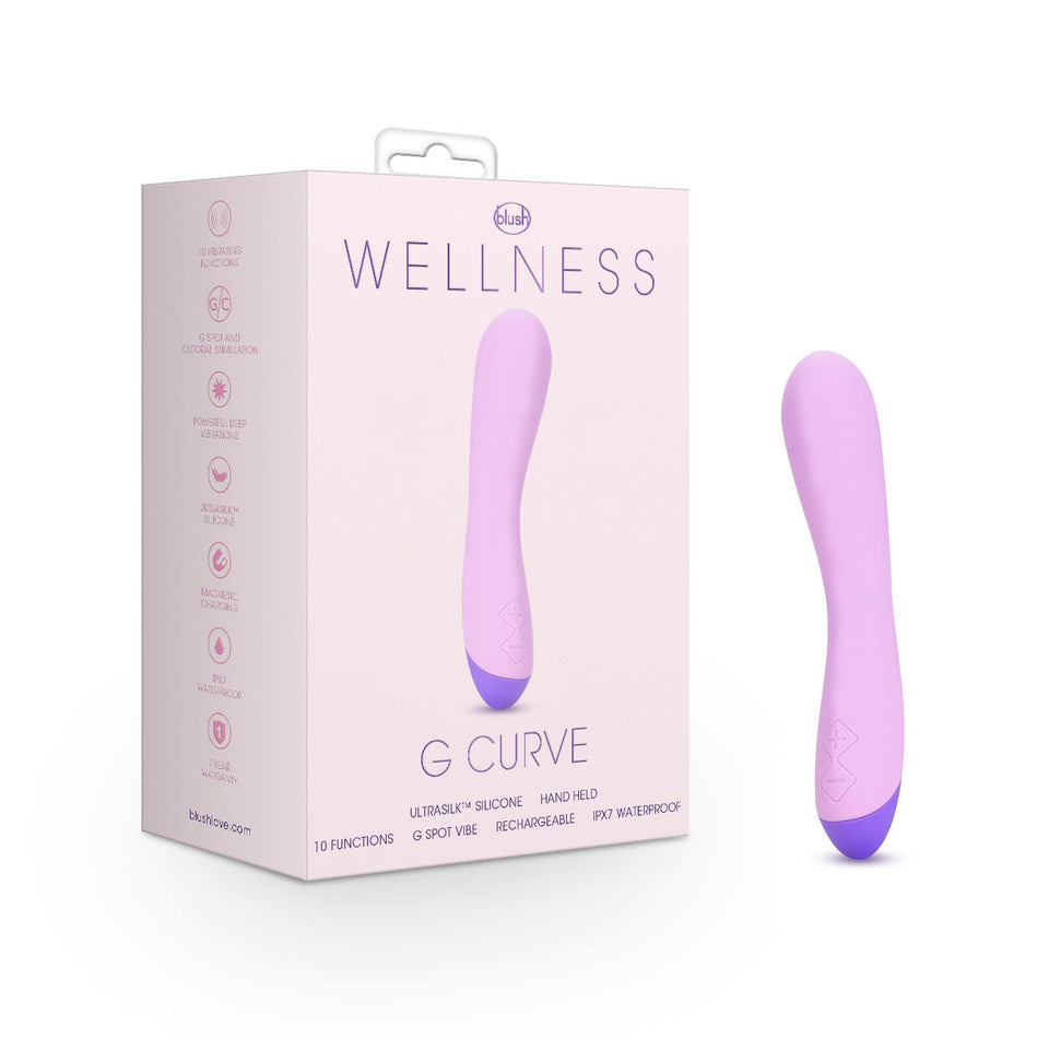 Blush Wellness 8    G Curve G-Spot Vibrator, Ultrasilk Silicone Smooth Pleasure Wand - Rumbly 10-Speed, Rechargeable Clitoral & 