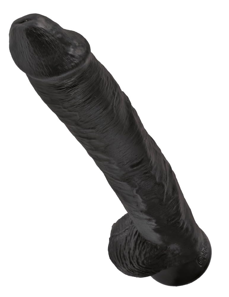 Pipedream Products King Cock Life Like Cock With Balls And Suction Mount Base, Black, 14 Inch