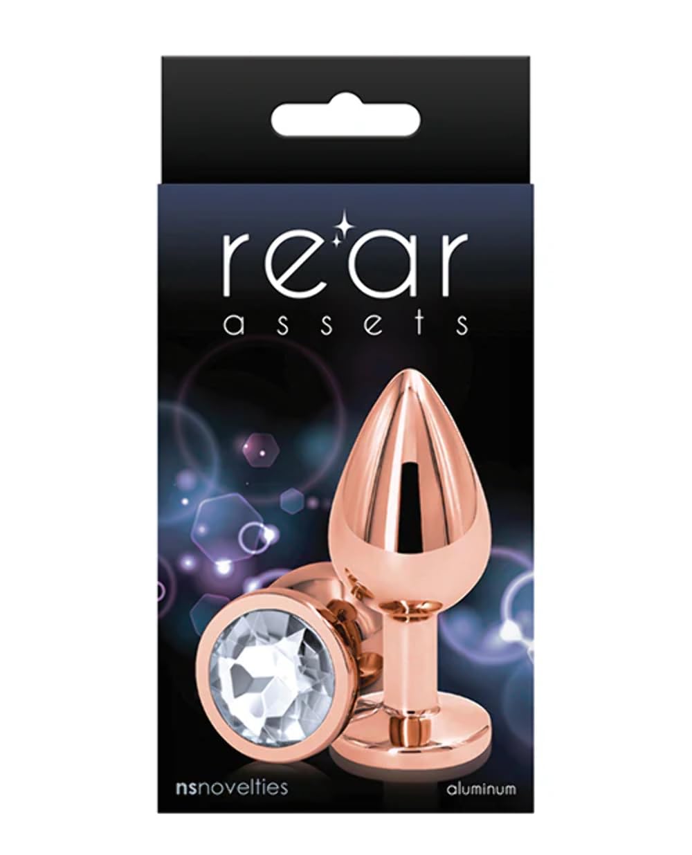 Rear Assets Anal Butt Plug - Rose Gold- Medium (Clear Jewel)