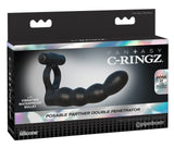 Pipedream Fantasy C-Ringz Posable Partner Double Penetrator Dildo, Black, 1 Pound