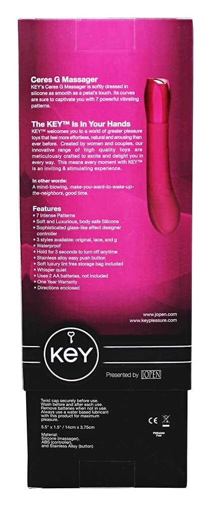 Jopen Jopen Key Ceres G Spot Silicone Vibrator Waterproof 5.5 Inch, Raspberry Pink