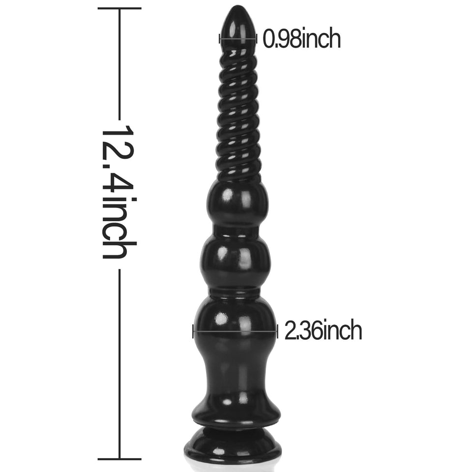 MEBAULT 12.4 inch Anal Beads Trainer with Suction Cup Black Butt Plug Cone Anal Stretcher Prostate Massager Dilator Sex Toy for