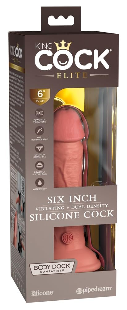 King Cock Elite 6 Vibrating Silicone Dual Density Cock - Light