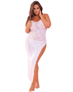 Rene Rofe Take The Heat Lace gown Qn White