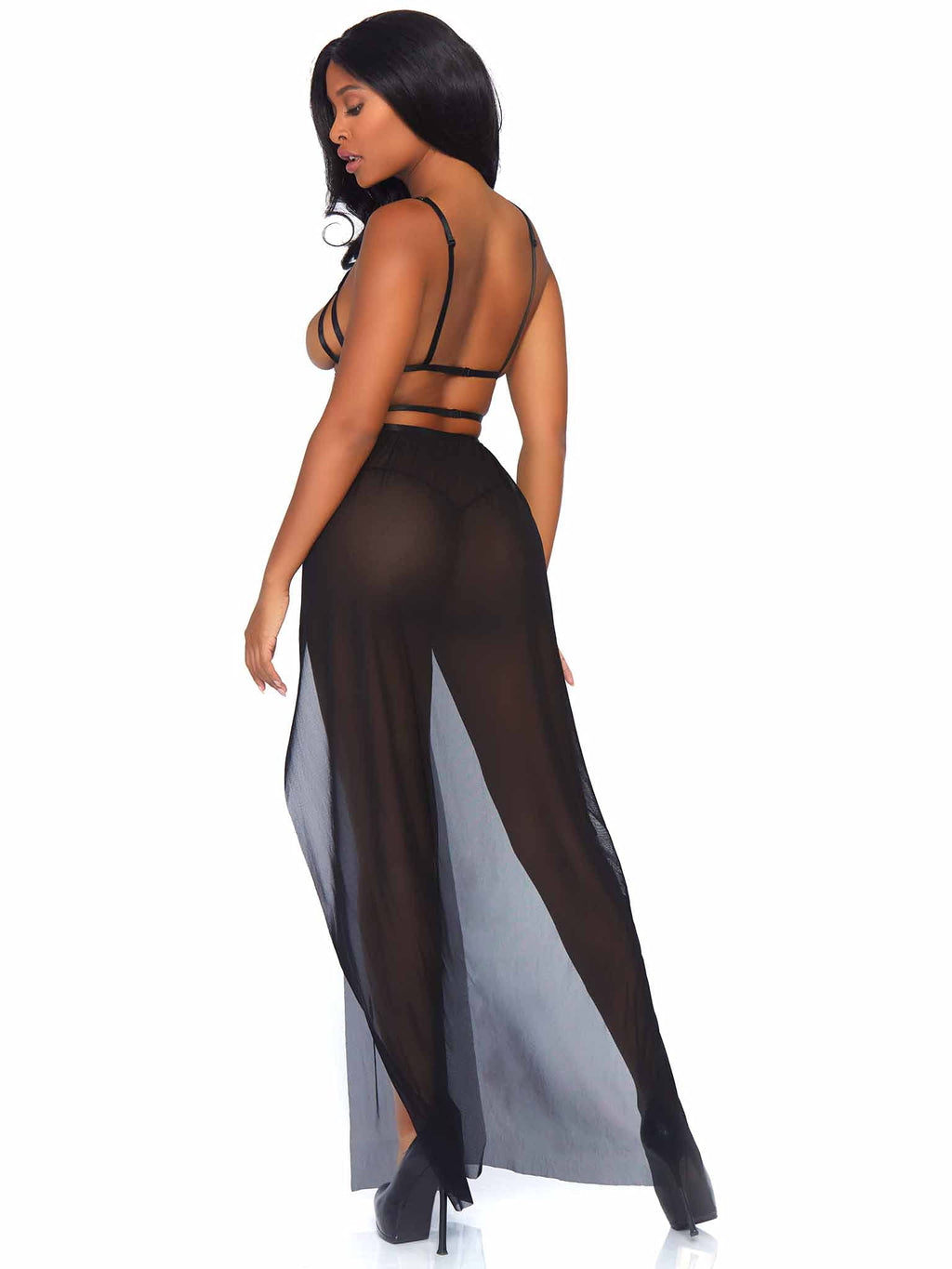 Leg Avenue 2 Pc Cage Strap Open Bodice Ma Black Color