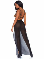 Leg Avenue 2 Pc Cage Strap Open Bodice Ma Black Color