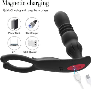 Thrusting Anal Vibrators with C-Ring Male Prostate Massager Adult Toy 10 Vibrating Modes Remote Control Anal Beads Butt Plug Dil