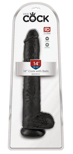 Pipedream Products King Cock Life Like Cock With Balls And Suction Mount Base, Black, 14 Inch