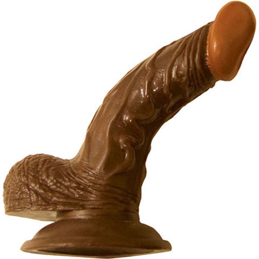 Nasstoys Real Skin Afro American Flexible Curved Whopper Dong W/Balls & Super Suction Base, 5-Inch, Brown
