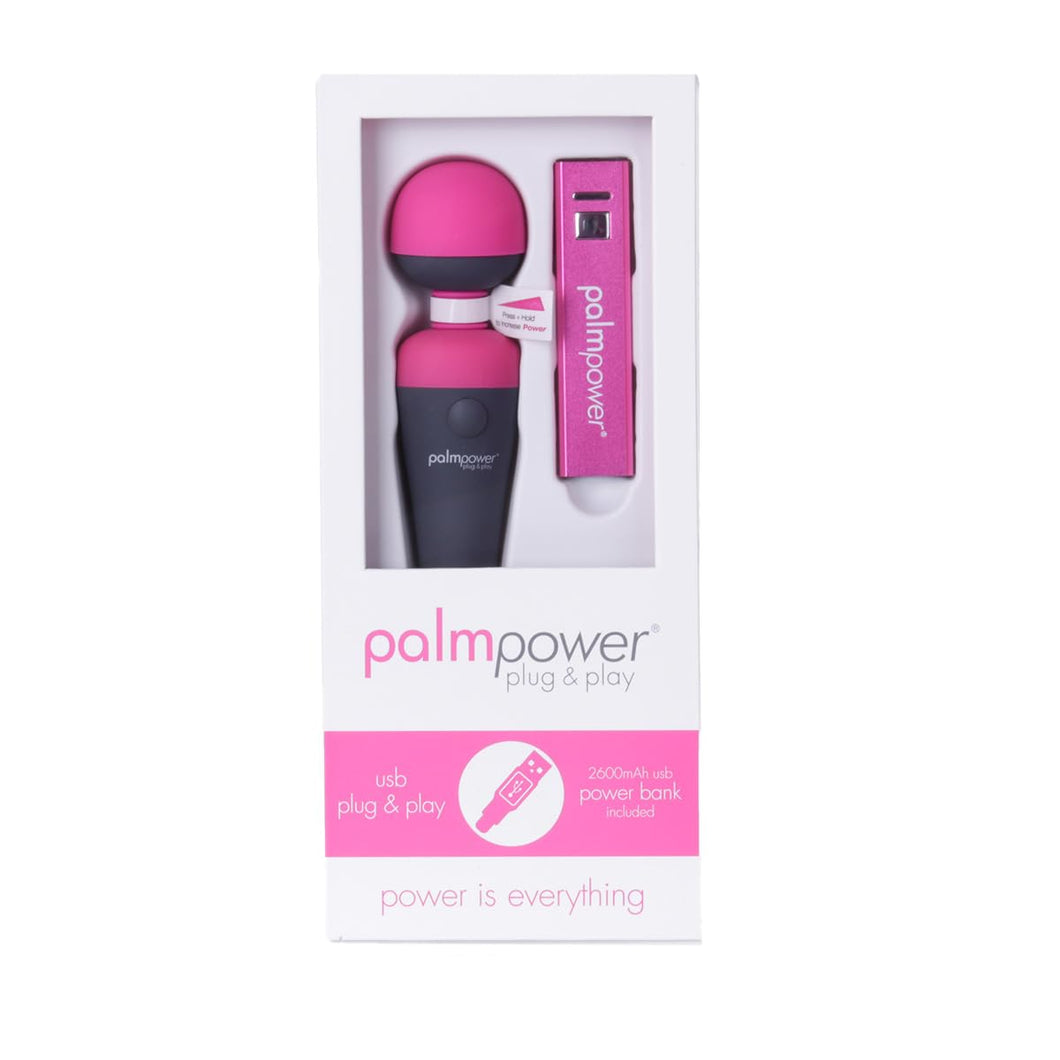 Palmpower Plug & Play Massager, Soft-Touch Silicone With Removable Head And Optional Attachments, Travel Friendly Multiple Plug 