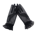 Women s Ruffled Tulle Mesh Gloves Party Gloves Short Prom Evening Gloves Black