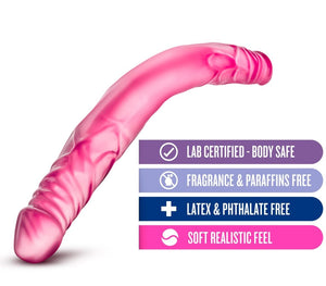 Blush Novelties B Yours - 14 Inch Double Ended Realistic Dildo - 1.4 Inch Thick - Lesbian Couple Dp - Two Headed Waterproof Flex