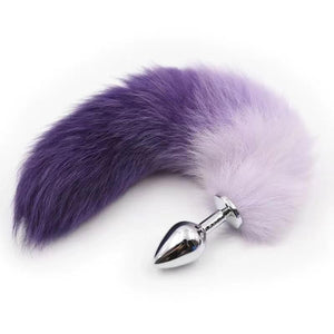 OOIIXX Anal Plug with Sexy Tail for Cosplay, Adult Sex Toys of Stainless Steel Anal Plug (Purple, Medium)